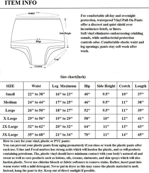 Adult Incontinence Pull-on Plastic Pants 3 Pack (Small, Glass Clear)...