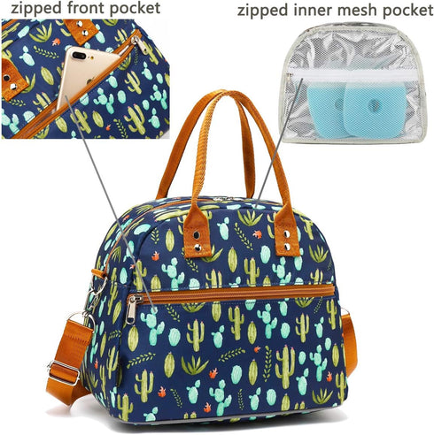 FlowFly Insulated Lunch Bag With Shoulder Strap for Women, Men, and Kids, Large and Reusable, Handle, Freezable Work and School Travel Tote and Me...