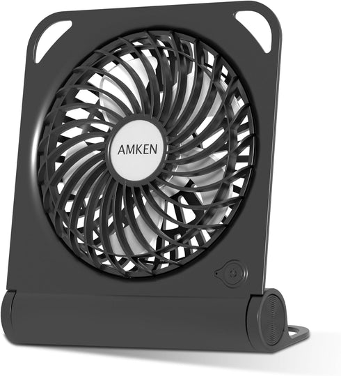 AMKEN Small Table Fans - Powerful USB Fan Desk Fan 4 Speeds Adjustable - 200° Tilt Folding Quiet Operation for Office Bedroom Home Desktop Camping...