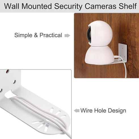 Sumnacon 3PCS Wall Mount Camera Shelf- Metal Small Wall Shelf with Adhesive,Universal Small Floating Shelf for Security Cameras, Speakers,White...