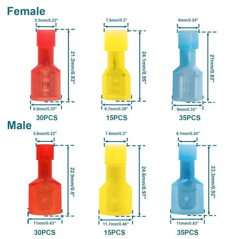 160PCS Spade Connector Kit, 22-10AWG Quick Disconnect Wire Connectors, Nylon Insulated Spade Terminal Connectors Male and Female...