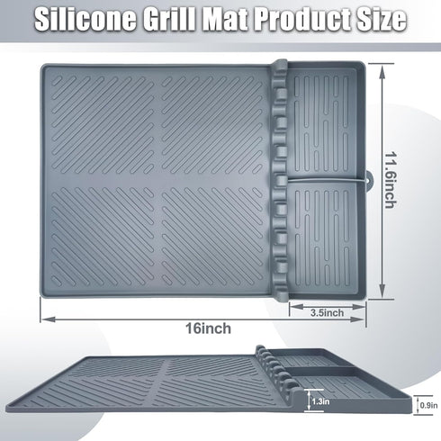 Silicone Griddle Tools Mat,3 in 1 Grill Side Shelf Mat with Drip Pad,16"X11.6"Silicone Spatula Mat for Kitchen,Cooking & Countertop,Large Silicone...