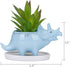 VanEnjoy Desktop Cute Cartoon Blue Triceratops Dinosaur Ceramic Succulent Pot with Tray, Bonsai Cactus Flower Pot Vase Holder Decorative Organizer...