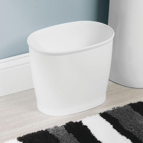 iDesign Kent BPA-Free Plastic Oval Waste Basket - 12" x 8" x 10", White...