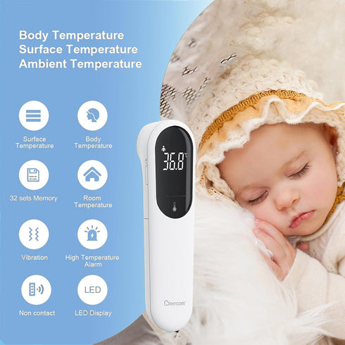 Berrcom No Touch Forehead Thermometer for Adults and Kids, Digital Infrared Thermometer Dual Probe Technology Touchless Baby Thermometer with LED ...