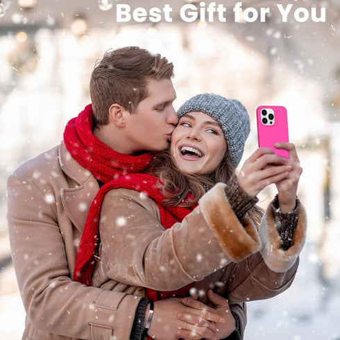 ORNARTO Compatible with iPhone 13 Pro Case 6.1, Slim Liquid Silicone 3 Layers Full Covered Soft Gel Rubber Case Cover 6.1 inch-Hot Pink...