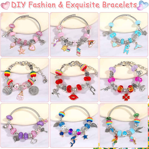 shynek 180 Pieces DIY Charm Bracelet Making Kit for Girls 8-12, Jewelry Making Kit for Girls with Bracelet Making Beads, Snake Chains for Girls Ch...