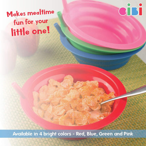 Cibi Cereal Bowls with Straws for Kids BPA-Free Plastic | Toddler Sip-A-Bowls with Built-In Straw for Cereal and Soup | Set of 4 Colorful Breakfas...