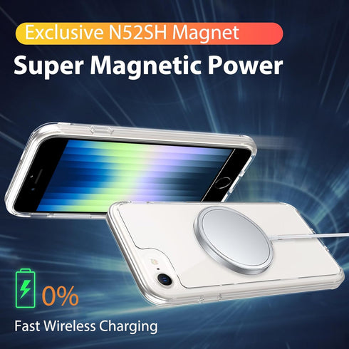 Magnetic for iPhone SE Case 2022/2020,iPhone 8/7 Case,Compatible with MagSafe,Shockproof Anti-Scratch Clear Thin Slim Phone Case.Clear Magnetic....