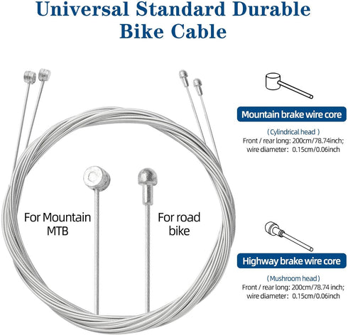 4Pcs Universal Bike Brake Cable Set, Standard Bicycle Brake Cable, Replaceable Brake Inner Wire Cable,Professional Bicycle Brake Line For MTB Moun...