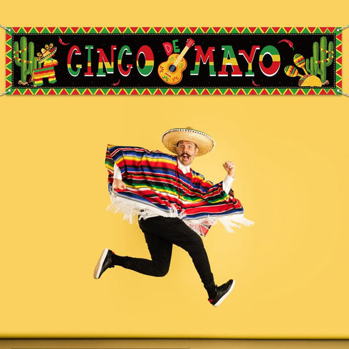 Mexican Cinco De Mayo Fence Banner Cinco de Mayo Fence Decoration Mexican Theme Hanging Sign Banner Mexican Fiesta Welcome Porch Sign Party Holida...