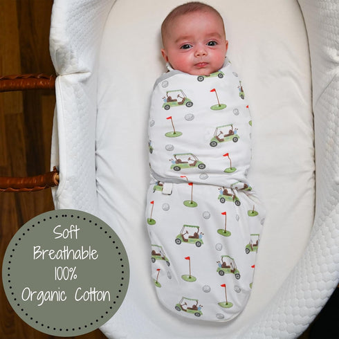 Baby Swaddles, 100% Organic Cotton Swaddles for Newborns Boys and Girls, 0-3 Months Baby Swaddle Sacks with Easy Change Zipper, Velcro Swaddle Neu...
