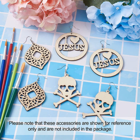 Beadthoven DIY African Wooden Dangle Earring Making Kits 8 Styles Africa Map Women Lady Wood Filigree Pendants Wooden Earrings Blanks with Earring...