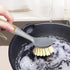 2 Pack Kitchen Dish Brush, Bamboo Handle Dish Scrubber Built-in Scraper, Multi-Function Scrub Brush for Dishes,Pans,Pots, Kitchen, Bathroom (Gray)...