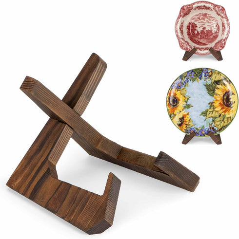 Plate Stand, 4.5 Inch Bowl Stands for Display, Wooden Easel Frame Holder, Display Stand for Large Deep Bowls Platters and Dishes, 4.5" H x 6" W x ...