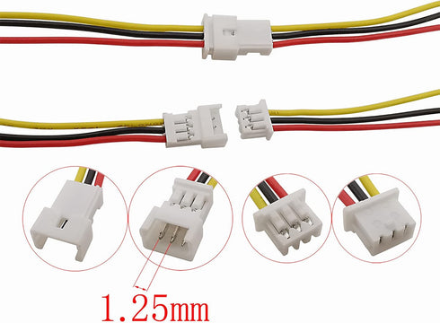 Micro Jst 1.25 Wire Connectors, 20Pairs/40pcs 1.25mm 3 Pin Jst Male and Female Connector Plug with Wires Cables Kit for LED Light 100mm...