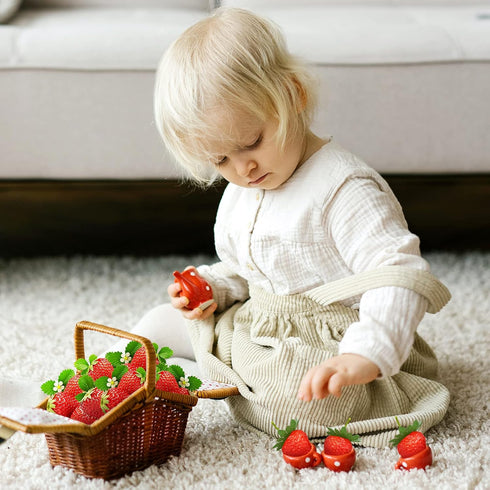 RONRONS 20 Pieces Artificial Strawberry Lifelike Fruit Plastic Strawberries Photography Prop Home Kitchen Cabinet Party Ornament, Small...