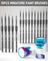 Nicpro Miniature Paint Brushes Set, 15PCS Fine Tip Detail Paint Brush, Artist Micro Thin Detail Brush for Miniature, Modle, Paint by Number, Rocks...