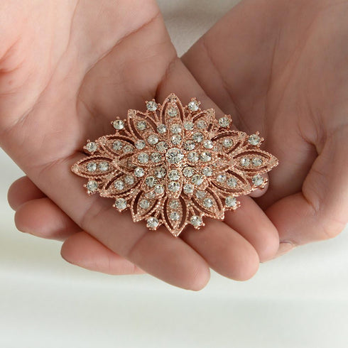 Mariell Rose Gold Wedding Jewelry Crystal Bridal Brooch Pin for Brides, Bridesmaids, Mother of The Bride...
