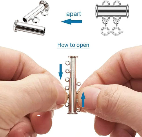Dailyacc Magnetic Layered Necklace Clasps,6 Pieces 3 Size Slide Clasp Lock Necklace Connector for Multi Strands Slide Tube Clasps...
