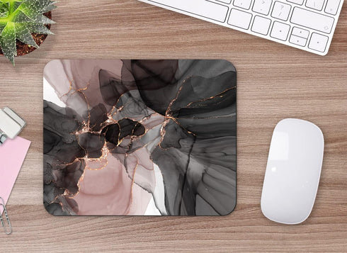 Small Mouse Pad, Rose Gold Marble Mouse Pads for Laptop, Personalized Portable Travel Mousepad for Wireless Mouse (Black Abstract Art)...