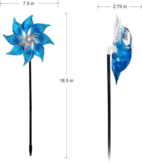 Hausse 10 Pack Reflective Pinwheels with Stakes, Extra Sparkly Pinwheel for Garden Decor, Bird Repellent Devices Deterrent to Scare Birds Away fro...