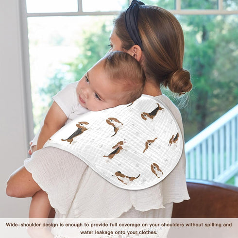 Basset Hound Dog Pattern Muslin Burp Cloths for Baby 1 Pack Soft 100% Cotton Baby Washcloths Bibs for Boy Girl...