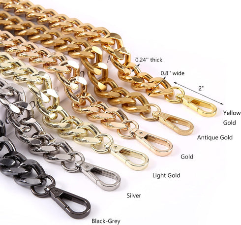 25 Inch Trendy Chunky Metal Chain Purse Handles Shoulder Strap Replacement for Handbag (Silver)...