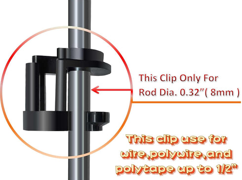Electric Fence Posts Snap in Holding Post Insulators for Rod Diameter 0.32 inch (8mm), PK30...