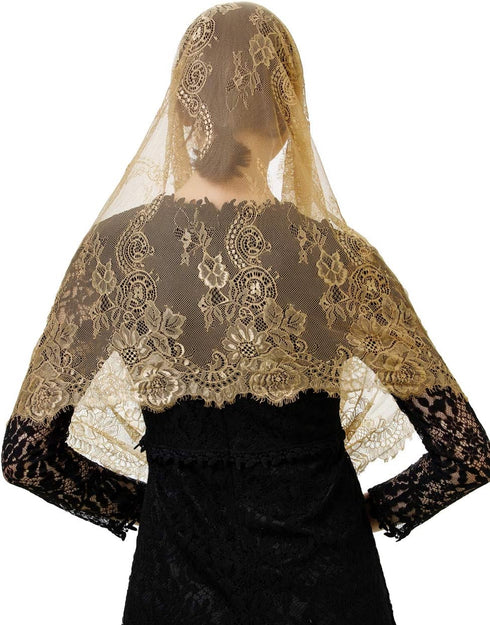 PAMOR Spanish Style Lace Traditional Vintage Inspired Infinity Shape Mantilla Veil Latin Mass Head Covering...