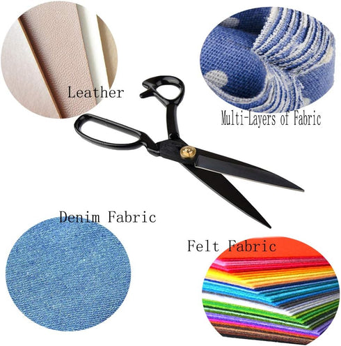 Fabric Scissors Sewing Black - 10 Inch Scissors Heavy Duty Professional Industrial Strength High Carbon Steel Shears Leather Paper Sewing Craft Ho...