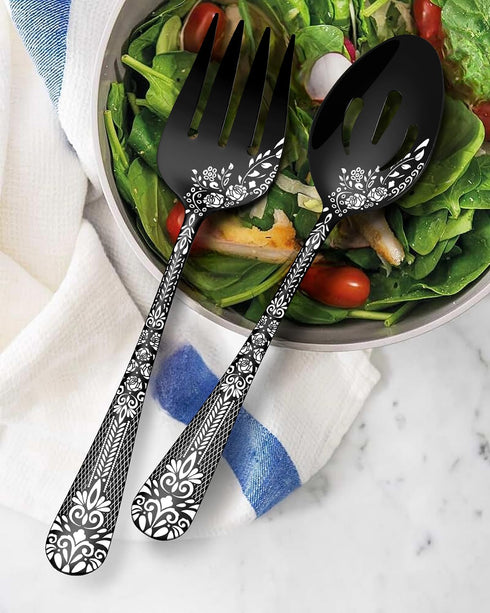 EUIRIO 5PCS Serving Utensils,Serving Set Includes Large Serving Spoon Slotted Serving Spoon Serving Fork Sugar Spoon&Butter Knife,Stainless Steel ...