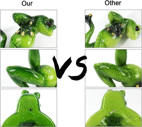 Frog Figurines Statue Cute Creative Funny Green Frog Sculpture for Home Desk Bathroom Decoration YX6082E...