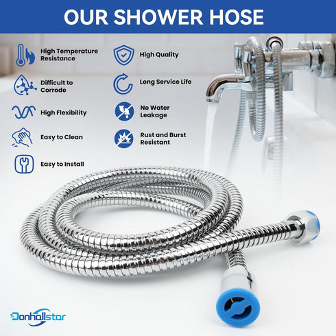 Stainless Steel Shower Head Hose,Shower Hose For Hand Held Shower Heads with Copper Core Brass Insert and Nut Replacement Shower Hose (96 In Chrom...