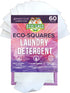 Eco-Squares laundry detergent sheets with zero waste dry soap technology for cleaning linen and clothes in regular and high efficiency top and fro...