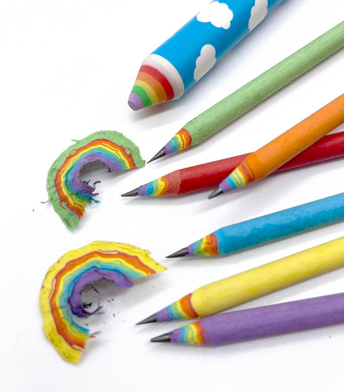 Recycled Rainbow Pencil Set of 6 + Jumbo Eraser...