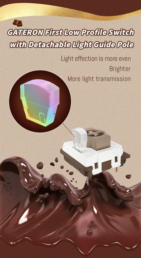 GATERON KS-33 Low Profile Chocolate Keyboard Switches, Tactile 55gf 3 Pin RGB LED Factory Pre-lubed for MX Mechanical Keyboard (35PCS)...