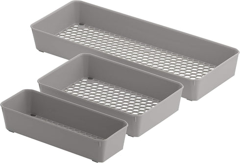 Spectrum Diversified Hexa Drawer Organizer Tray Modern Kitchen Cutlery, Utensil, Silverware Holder, Cabinet Storage, Set of 3, Stone Gray...
