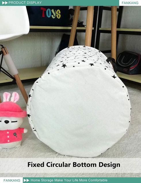 FANKANG Storage Basket, Nursery Hamper Canvas Laundry Basket Foldable with Waterproof PE Coating Large Storage Baskets for Kids Boys and Girls, Of...