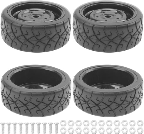 ShareGoo RC 1/10 Scale On Road Tires OD2.55 Rubber & Wheel Rims 12mm Hex Compatible with Traxxas 4 Tec 2.0 Tamiya TT01 XV01 Kyosho WR8 Sakura WLto...