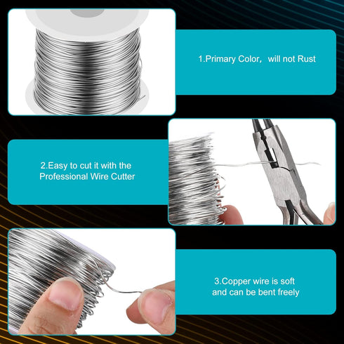 2 Rolls 20 Gauge Wire for Jewelry Making and Pliers Silver Craft Wire Tarnish Resistant Jewelry Beading Wire for DIY Jewelry Craft Making Supplies...