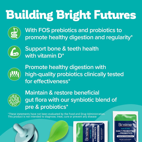 Biostime Infant Baby Toddler Kids Probiotic & Prebiotic with Vitamin D | Baby Probiotic Powder | Kids Immune Support | Constipation Relief for Bab...