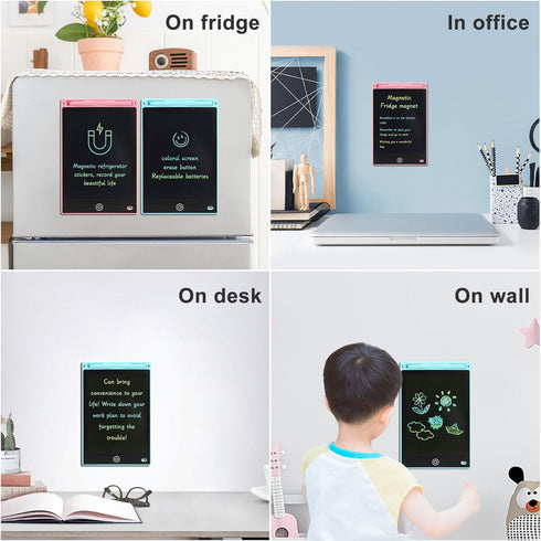 2 pack LCD magnet whiteboard for fridge 10 inch small magnetic board,Reusable reminder board,one-click cleanup,wipe-free,for Kids, Students, Fridg...