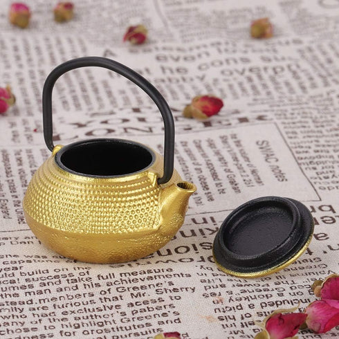 Japanese Cast Iron Teapot, Cast Iron Teapot Gold, Japanese Tetsubin Tea Kettle, 50ml Mini Teapot Kettle, Traditional Japanese Teapot with Handle...