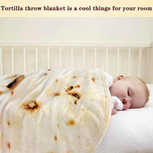 mermaker Burritos Tortilla Throw Blanket 2.0 Double Sided 47 inches for Adult and Kids, Giant Funny Realistic Food Blanket, 285 GSM Novelty Soft F...