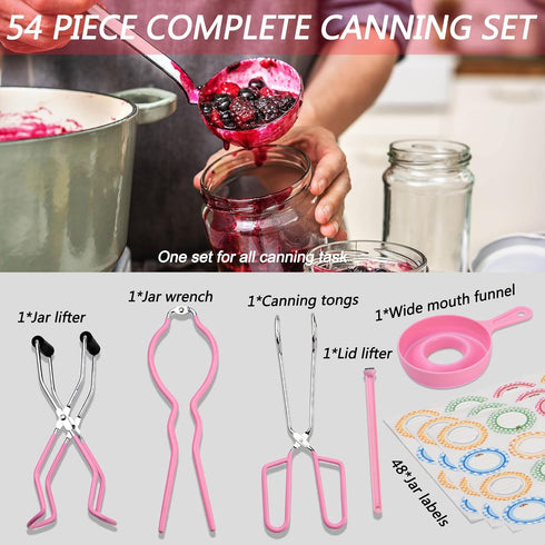 Home Canning Supplies Starter Kit, Food Grade Stainless Steel Canning Tools with Jar Lifter Tongs, Funnel, Labels, Magnetic Lid Lifter, Essential ...