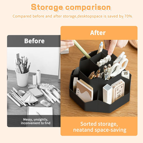 Pencil Pen Holder for Desk,9 Slots 360 Degree Rotating Desk Organizers,Desktop Storage Stationery Supplies Organizer, Cute Pencil Cup Pot For Offi...