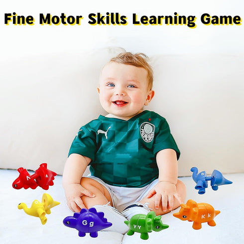 Alphabet Matching Dinosaur Toys,13 Dinos - 26 Letters,Preschool Activities Montessori Fine Motor Toys,Gifts for 18 Months 2 3 4 Year Old Boys Girl...