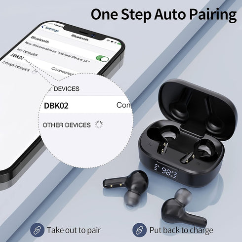 MOZOTER Bluetooth 5.3 Wireless Earbuds,Deep Bass Loud Sound Clear Call Noise Cancelling with 4 Microphones in-Ear Headphones with Wireless Chargin...