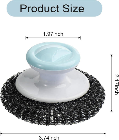 Stainless Steel Scrubber with Handle, Steel Wool Scrubber for Cleaning Dishes, Metal Sponges for Pots, Pans, Grills(3 Pack)...